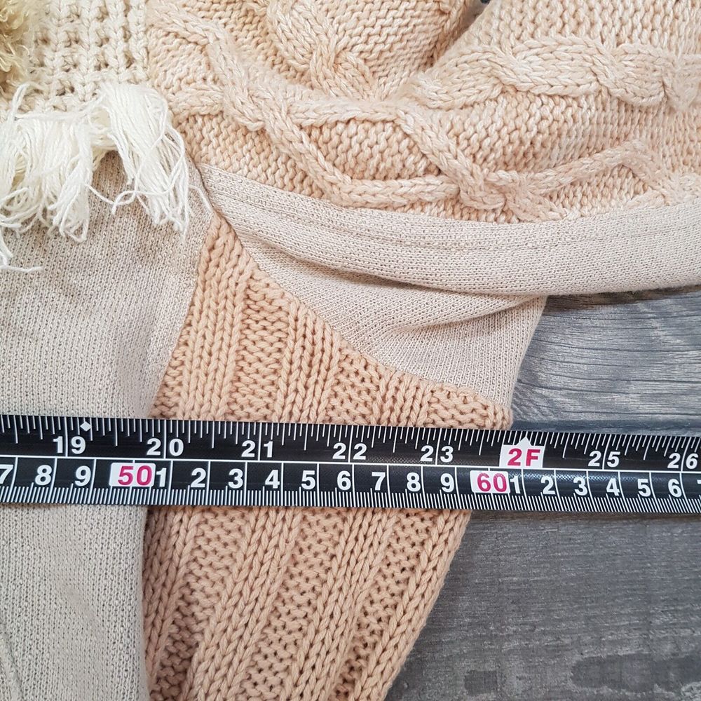 Free People Cozy Knit Mix Moto Jacket Medium UK 12 Ivory Neutral Boho BN - Picture 8 of 12